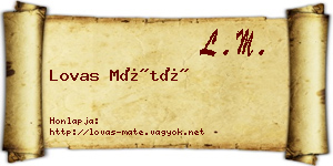 Lovas Máté névjegykártya